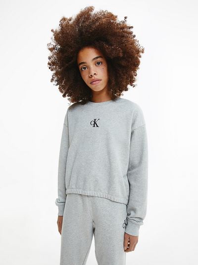 Calvin Klein Ruhák HU784881 | Calvin Klein Organic Cotton Lány Pulóver Világos Szürke